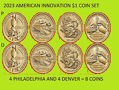 #ad 2023 P amp; D American Innovation Dollar Complete Uncirculated 8 Coin Set On Hand $18.99