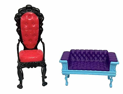 #ad Monster High Deadluxe High School Purple Blue Sofa amp; Pink Black Chair Furniture $13.96