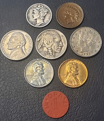 #ad Inconic 8 Coin Lot: Mercury Dime Liberty V Nickel Buffalo Indian Head Full Date $13.32