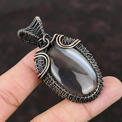 #ad Botswana Agate Jewelry Copper Gift For Bridesmaid Wire Wrapped Pendant 2.56quot; $21.60