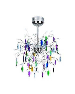 #ad Chrome And Colored Crystal Chandelier Pendant orig $1345 $199.99