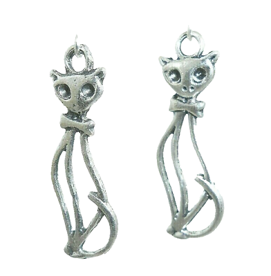 #ad New Pretty Cut out Kitty CAT Light weight Silver tone Dangle Earrings 2 1 8quot;Long $8.99