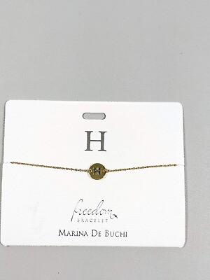 #ad Marina De Buchi Freedom Gold Tone Initial letter H Round Charm Bracelet $8.74