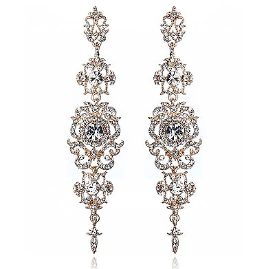 #ad 4.25#x27;#x27; L Rose Gold Austrian Crystal Rhinestone Chandelier Dangle Earrings E122 $7.99