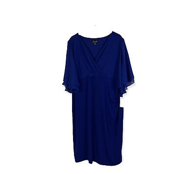 #ad Connected Apparel Deep Cobalt Blue Dress Plus Size 20W NWT $24.99