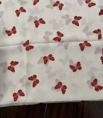 #ad Red Butterfly White Fabric Chiffon Crepe Faux Silk Georgette Blouse Dress 44x4yd $39.90