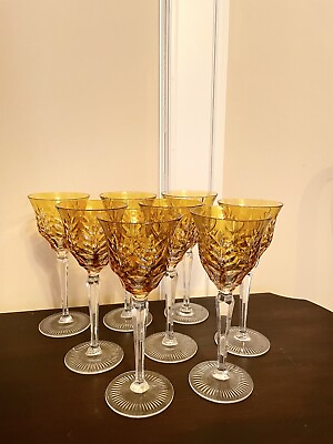 #ad Set of Eight Nachtmann Traube Crystal Amber Cut to Clear 8.25quot; Goblets $476.00