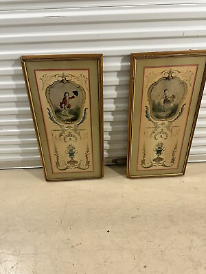 #ad pair of framed french vintage prints After Drouais and Mademoiselle De Charlo $900.00