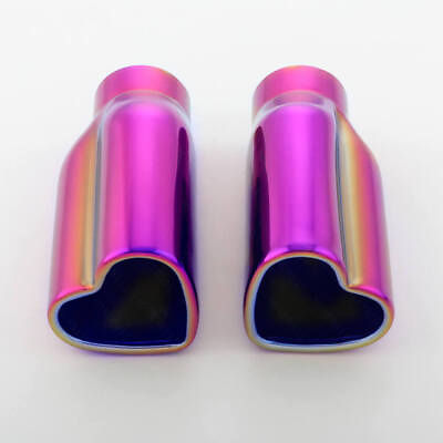 #ad 2pcs Purple Exhaust Tips 1 7 8quot; In Straight Heart Shaped Out 304 Stainless Steel $91.97