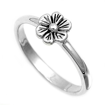 #ad Sterling Silver Woman#x27;s Simple Flower Ring Unique 925 Band 8mm New Sizes 4 12 $11.59