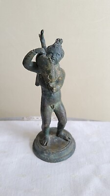 #ad ANTIQUE BRONZE CUPID WITH DOLPHIN STATUE 5 1 4quot; $114.49