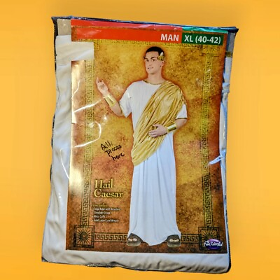 #ad HAIL CAESAR Mens Size XL 40 42 HALLOWEEN Costume Greek Toga Robe Roman King New $25.99