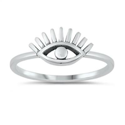 #ad 925 Sterling Silver Eye Long Lashes Fashion Ring New Size 4 10 $12.75