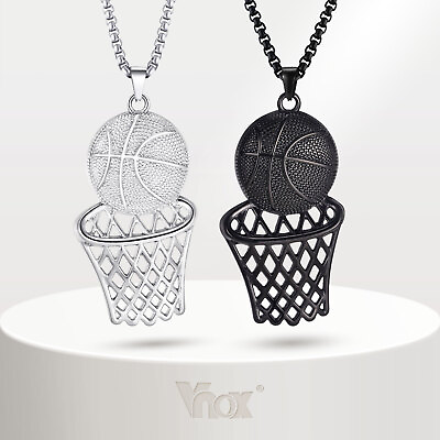 #ad Vnox Mens Basketball Pendant Necklaces for Boys Sports Frame Pendant Hip Hop $5.25
