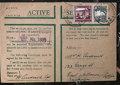 #ad 1940 Palestine Army Active Service Censored Cover to Victoria Australia $49.99