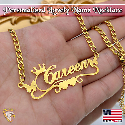 #ad Double Heart Personalized Name Necklace Women Custom Necklace Nameplate Pendant $17.91