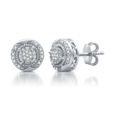 #ad Beautiful Pair of Ladies 1 10 cttw Diamond Sterling Silver Earrings $29.95