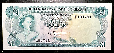 #ad 1974 BAHAMAS $1 BANKNOTE CRISP UNC COND C $29.97