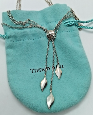 #ad Tiffany amp; Co. Sterling Three Strand Botanical Leaf Lariat Pendant Necklace 16quot; $399.99
