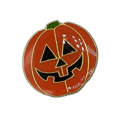 #ad Jack o#x27; lantern Pumpkin Pin Halloween Lapel Pin Enamel Orange Black Gold Tone $6.49