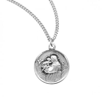 #ad Engraved Saint Anthony Round Sterling Silver Medal Size 0.6in x 0.5in $49.99