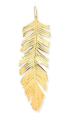 #ad 9CT HALLMARKED YELLOW GOLD 35MM X 10MM FEATHER PENDANT GBP 128.08