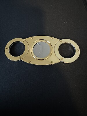 #ad Gold Guillotine Double Blade Cigar Cutter Gold New $9.99