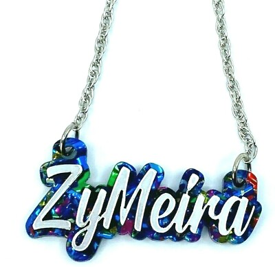 #ad Name Plate Necklace Personalized Name Word Custom Jewelry Quality Silver Chain $26.95