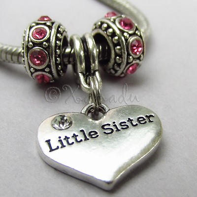 #ad Little Sister European Charm Pendant N Birthstone Beads For Large Hole Bracelets $7.99