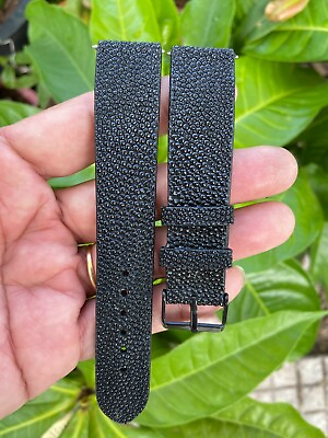 #ad 26mm 25 24mm 23 22mm 21mm 20mm 19 18 16 Black Stingray Leather Watch Strap Band $36.00