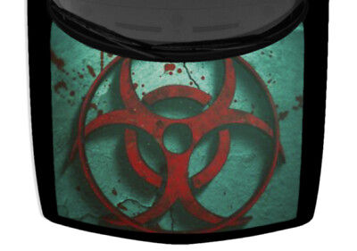 #ad Biohazard Symbol Blood Grunge Truck Vinyl Car Decal Graphic Hood Wrap Red Teal $215.68