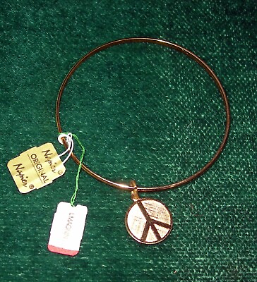 #ad Designer Vintage Gold Tone NAPIER PEACE Bangle Bracelet NEW With TAGS $17.99