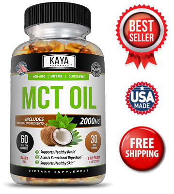 #ad Pure MCT Oil 2000mg serving C8 C10 Weight Loss Energy Inflammation Capsules $9.98
