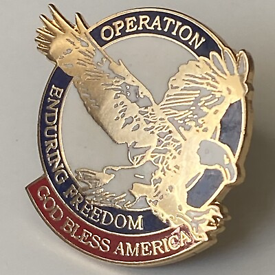 #ad Operation Enduring Freedom Gold Bless America Shirt Hat Tie Metal Lapel Pin $4.95