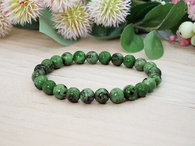 #ad Natural Variscite Stone Bracelet 8mm Green Gemstone Stretch Bracelet Handmade $11.50