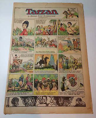#ad Tarzan Sunday Page  Burne Hogarth from 1 30 1938 Very Rare Tabloid Size $18.00