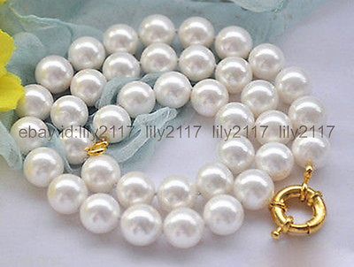 #ad 12mm Genuine White Round South Sea Shell Pearl Beads Necklace 18#x27;#x27; AAA $6.26