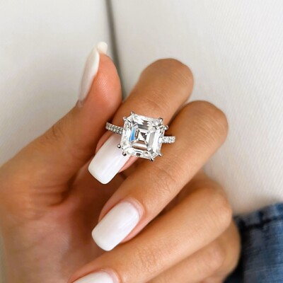 #ad White Gold 18k Wedding Ring 3.50 Ct IGI GIA Lab Created Asscher Cut Diamond Fine $3036.76
