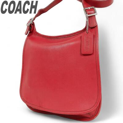 #ad Excellent Vintage Old Coach 9135 Shoulder Bag Sacoche Red Handcrafted Used $157.61