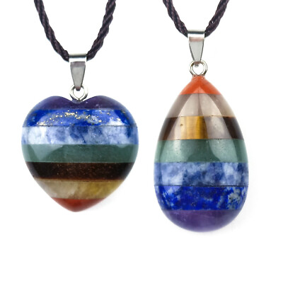 #ad 7 Chakra Natural Stone Pendant Necklace Healing Gemstone Crystal Energy Necklace $4.99