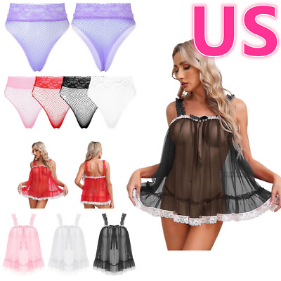 #ad US Women Lace Lingerie Bra Top Or Briefs Underwear Chemise Sleepwear Nightdress $7.13