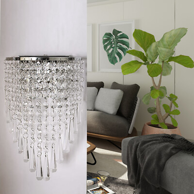 #ad Modern Crystal Chandelier Wall Lamp Pendant Light Fixture Lighting Lamp Silver $33.92