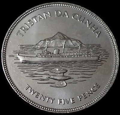 #ad Tristan da Cunha 25 Pence 1977 Elizabeth II Silver Jubilee Coin WCA 8394 GBP 9.99