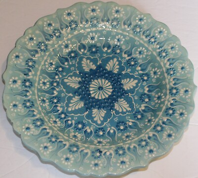 #ad Turkish Blue amp; White 10quot; 25cm Iznik Floral Pattern Handmade Ceramic Plate $27.97