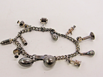 #ad Vintage Charm Bracelet Jewelry Bracelet Silver Tone 12 Charms #OJ $35.00