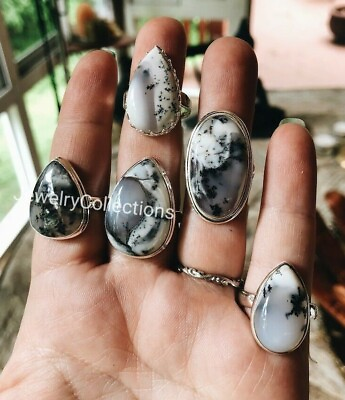 #ad Natural Dendrite Opal Ring 925 Silver Plated Ring Wholesale Bulk Lot Rings B204 $220.99