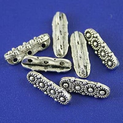 #ad 40 Tibetan silver daisy flower bar spacer beads h2461 $2.50