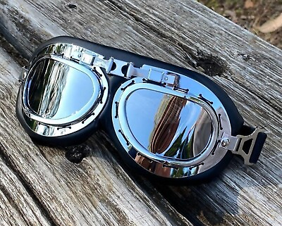#ad New Costume Motorcycle Goggles Novelty Silver Mirror Lenses $13.95