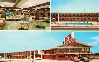 #ad Postcard Magnolia Plaza Motel Beautiful Spacious Family Rooms Pool Byron Georgia $3.75