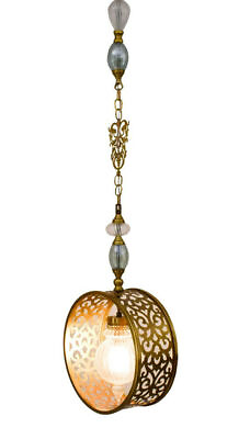 #ad Handcrafted Turkish Brass amp; Glass Blown Chandelier Moroccan Lamp Lighting Decor $316.36